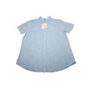 NWT Vustra Chambray Linen Blend Button Down Shirt Men's Large Light Blue